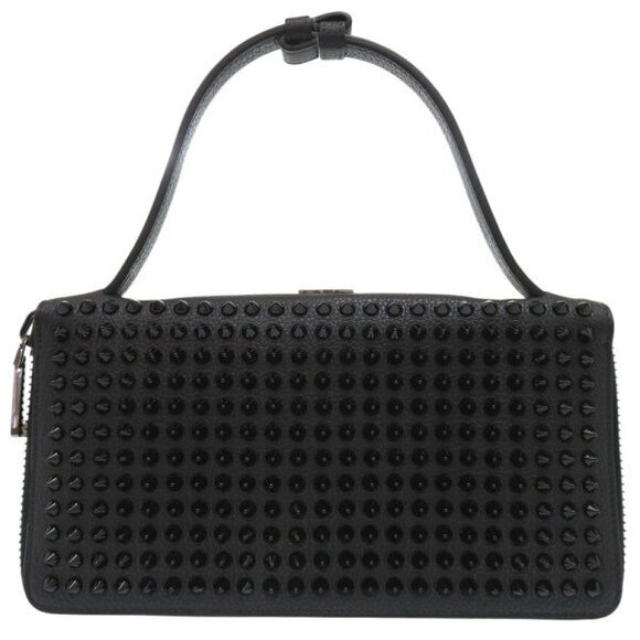 Christian Louboutin Panettone long wallet zipper spikes black calfskin - Picture 4 of 8